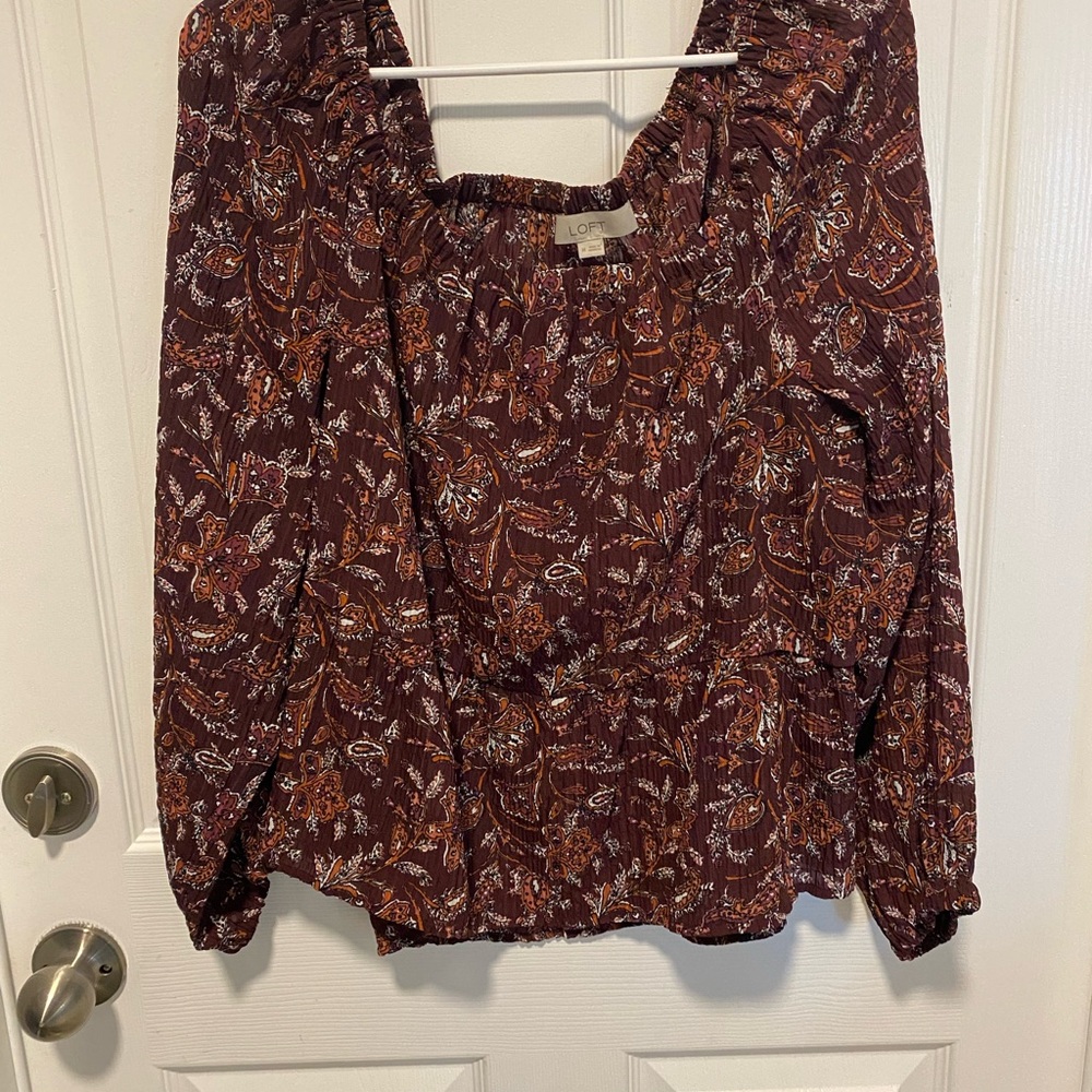 LOFT Paisley Print Blouse in Rich Brown - Picture 2 of 3